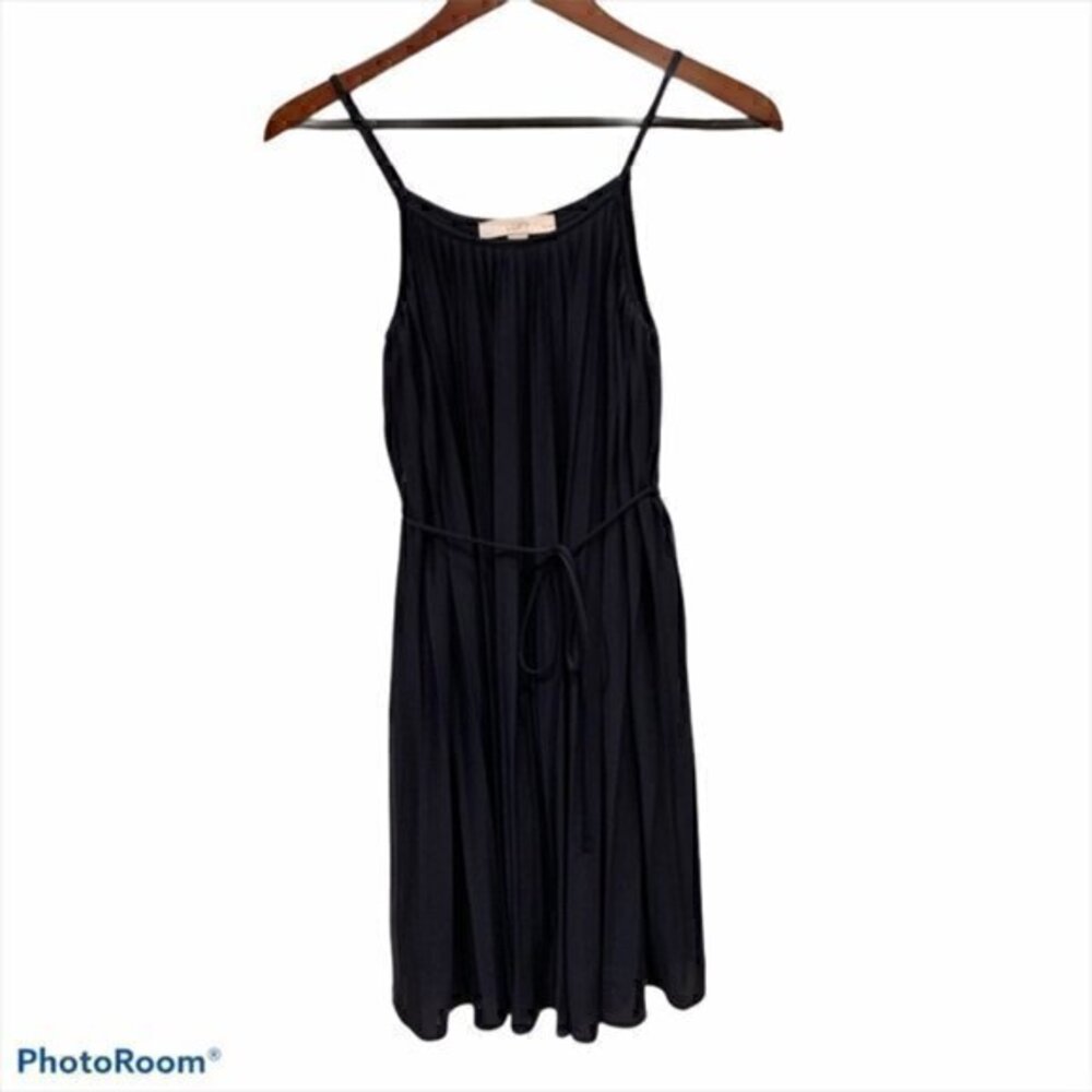 Loft Navy Blue Ribbed Dress with Waist Tie- Size SP
